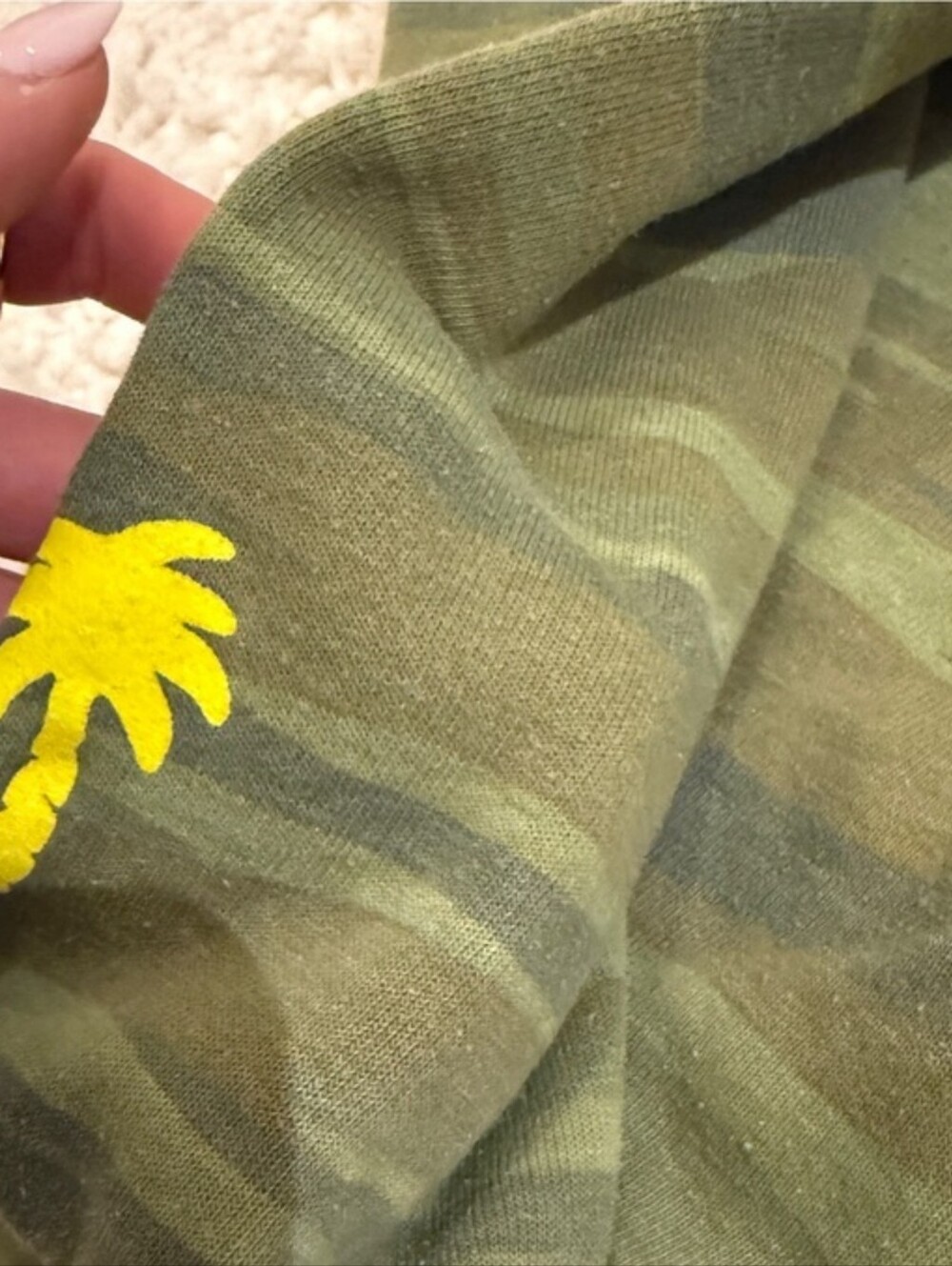 Aviator Nation PRE-OWNED Aspen Green Camo Crewneck Sweatshirt with Yellow Logo - Picture 5 of 6
